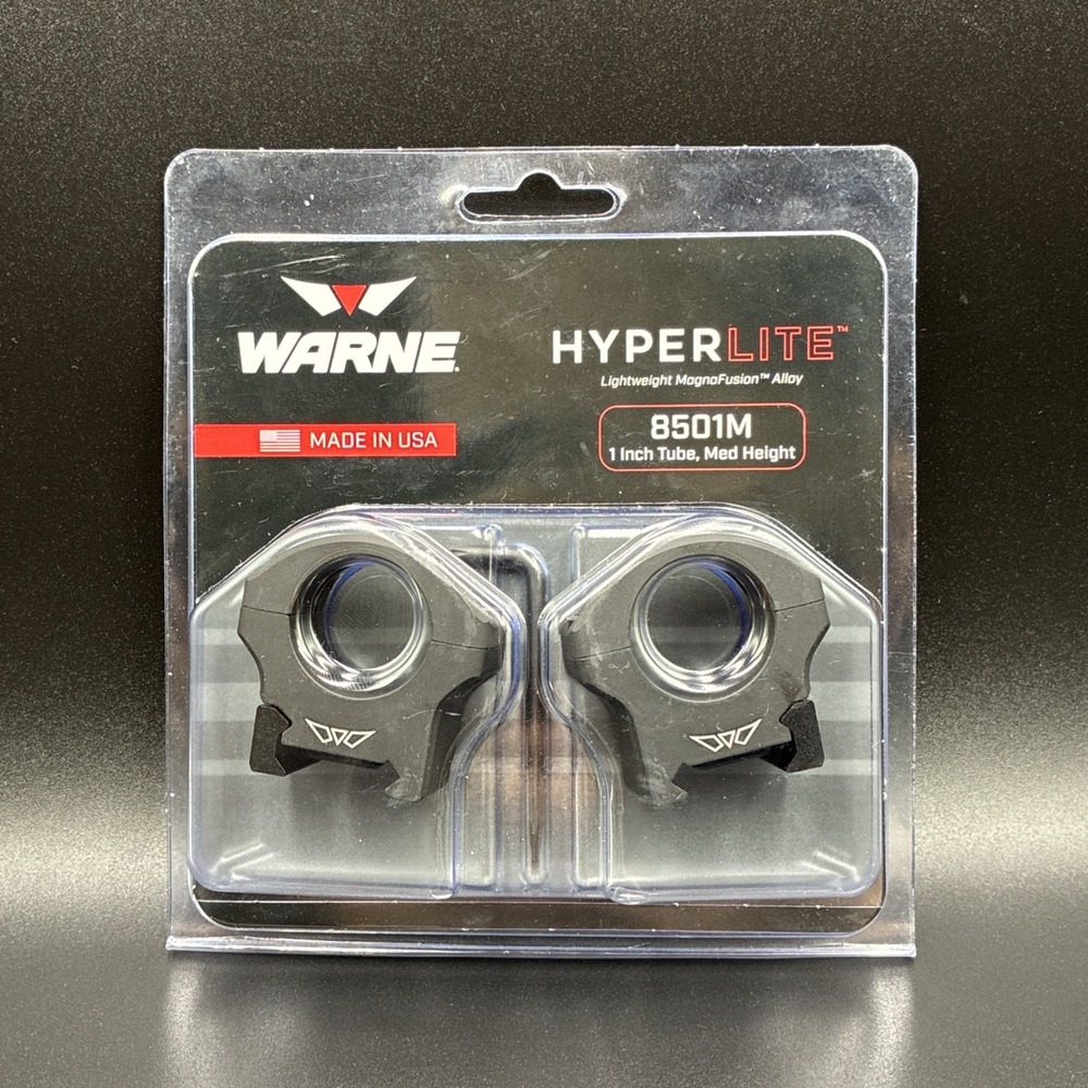 Warne HyperLite Scope Rings 1 Inch Medium Matte 8501M USA Made NEW